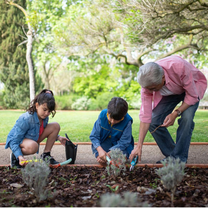How can grandparents get children interested in gardening?