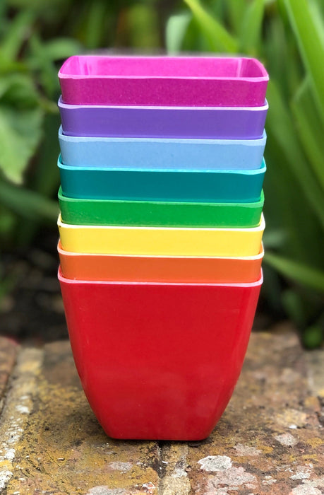 Eco-friendly Bamboo Plant Pots Rainbow set