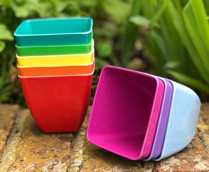 Eco-friendly Bamboo Plant Pots Rainbow set