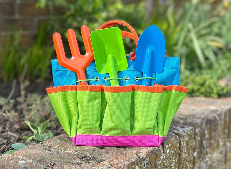 Gardening for Kids Children's Colourful Garden Tool Bag and Hand Tools