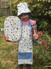 Gardening for Kids Little Nature Explorers Children's  Blue Garden Apron, Gloves, Sunhat and Kneeler Gift Set