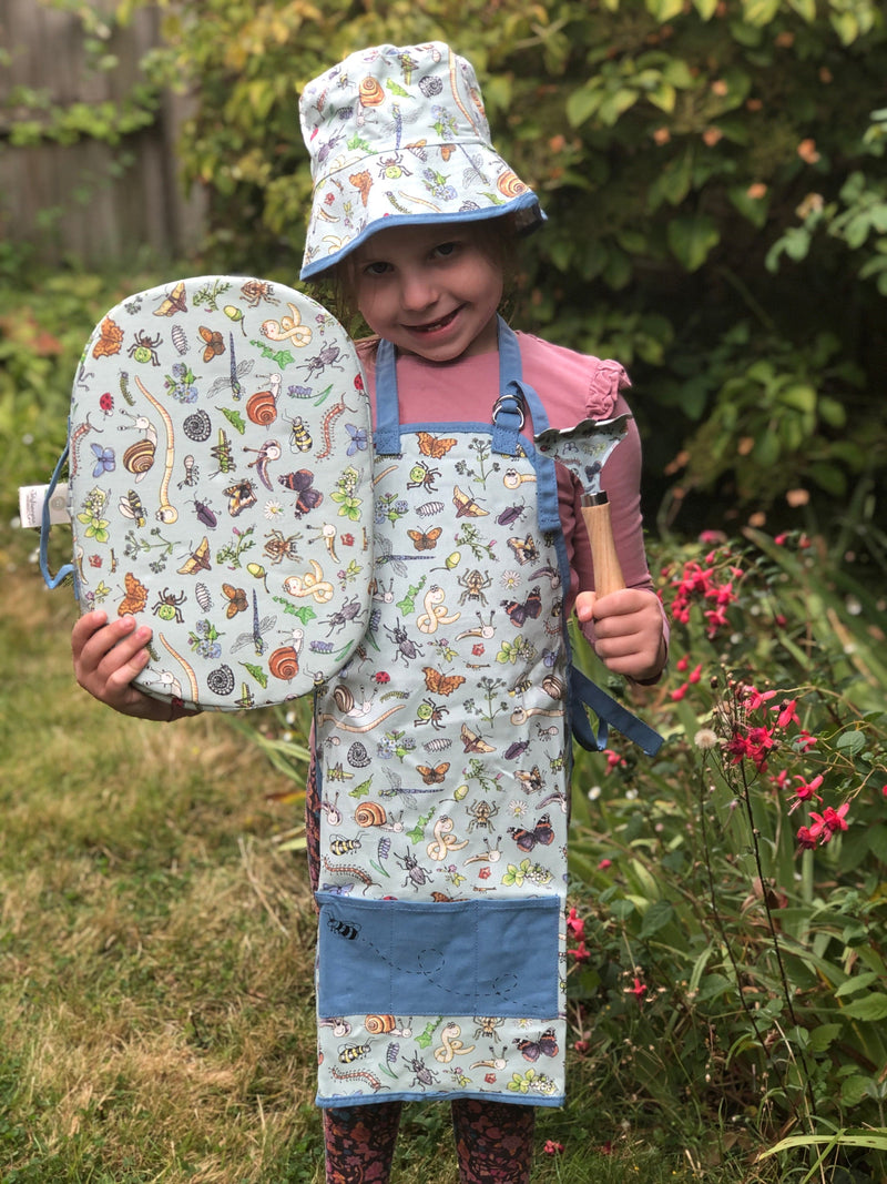 Gardening for Kids Little Nature Explorers Children's  Blue Garden Apron, Gloves, Sunhat and Kneeler Gift Set