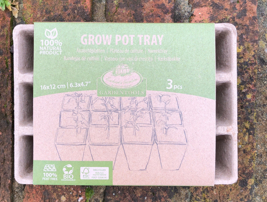 Cardboard Square Biodegradable Seed Trays - pack of 3
